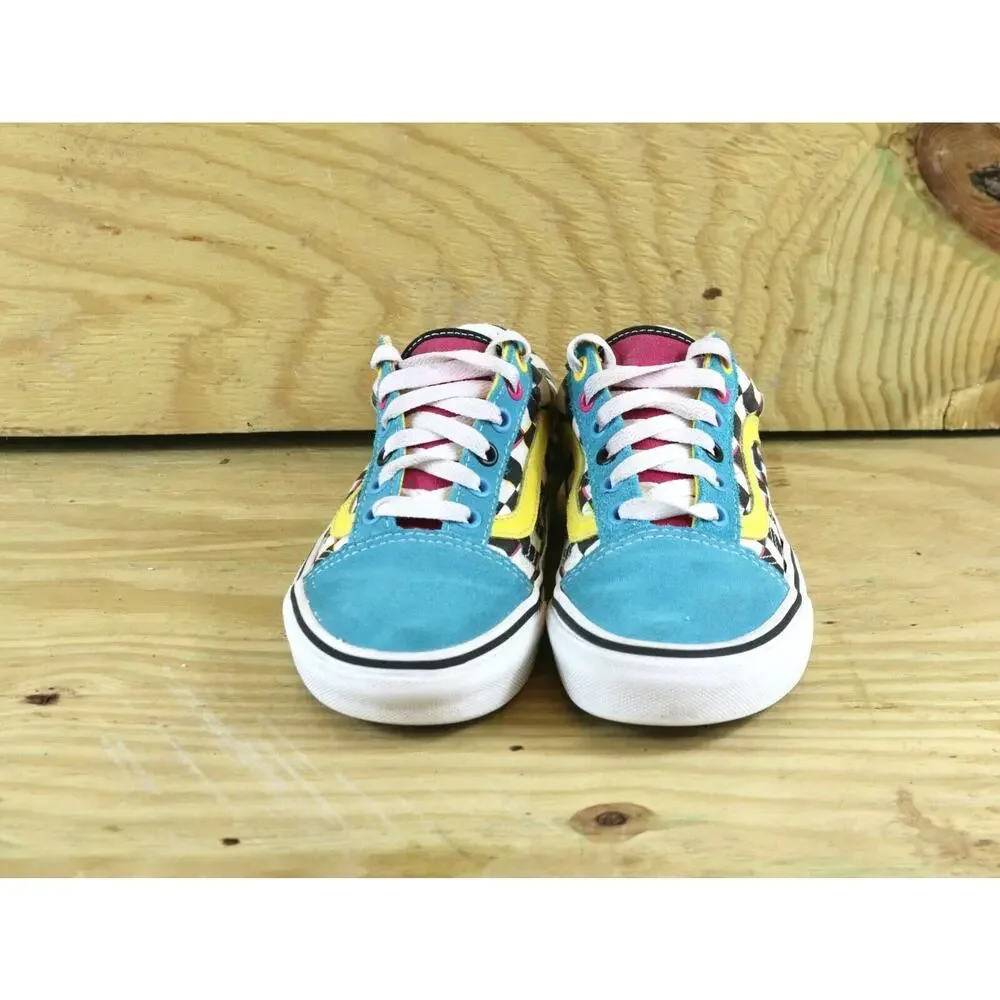 Vans Off The Wall Sneakers Womens 6 Checkerboard Suede Rainbow Blue